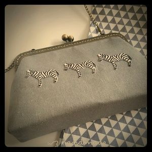 Embroidered Zebra Patch Clutch